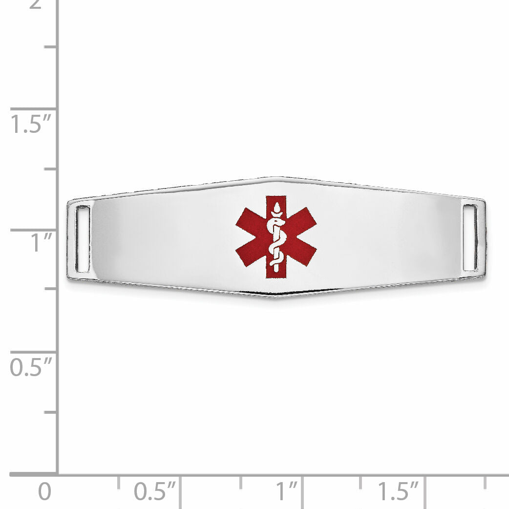 14K WG Epoxy Enameled Medical ID Ctr Soft Diamond Shape Plate # 820-XM655W