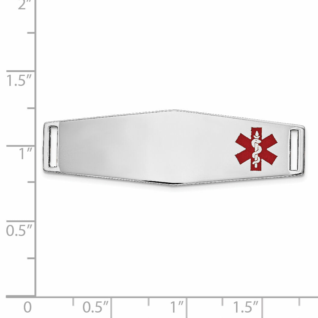 14K WG Epoxy Enameled Medical ID Off Ctr Soft Diamond Shape Plate # 820-XM657W