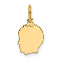 14k Plain Small .013 Gauge Facing Right Engravable Boy Head Charm-XM659/13
