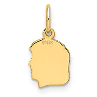 14k Plain Small .013 Gauge Facing Right Engravable Girl Head Charm-XM660/13