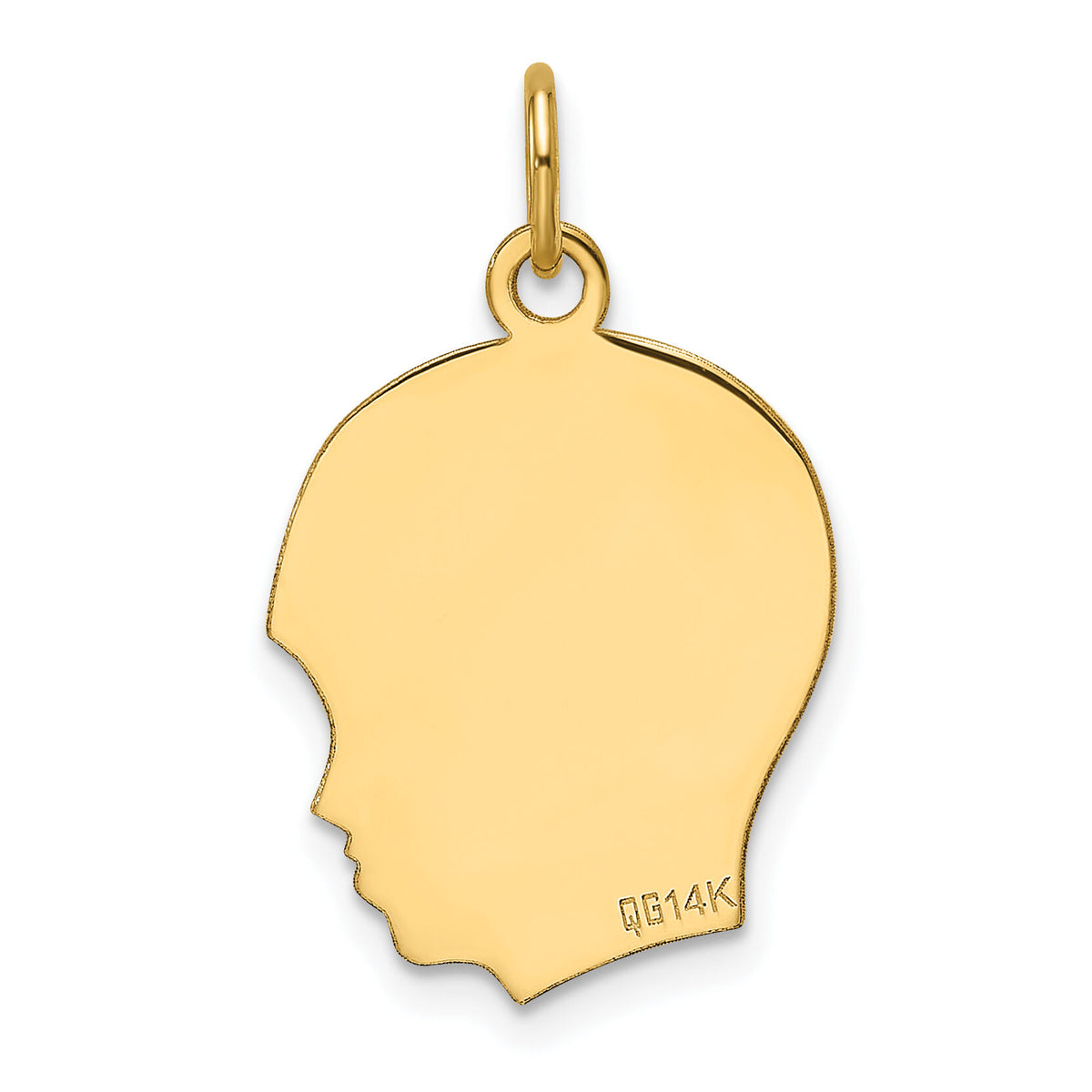 14k Plain Medium .013 Gauge Facing Right Engravable Boy Head Charm-XM661/13