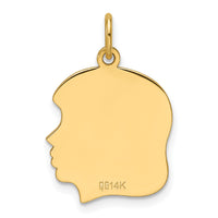 14k Plain Medium .013 Gauge Facing Right Engravable Girl Head Charm-XM662/13