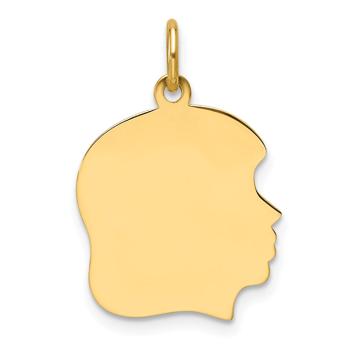 14k Plain Medium .011 Gauge Facing Right Engravable Girl Head Charm-XM662/11