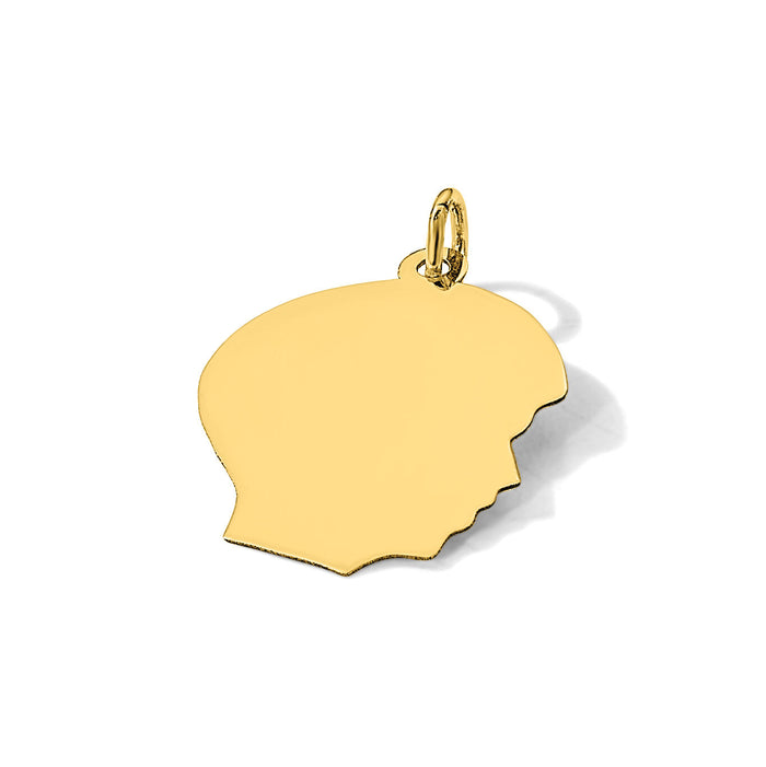 14k Plain Medium .035 Gauge Facing Right Engravable Boy Head Charm-XM663/35
