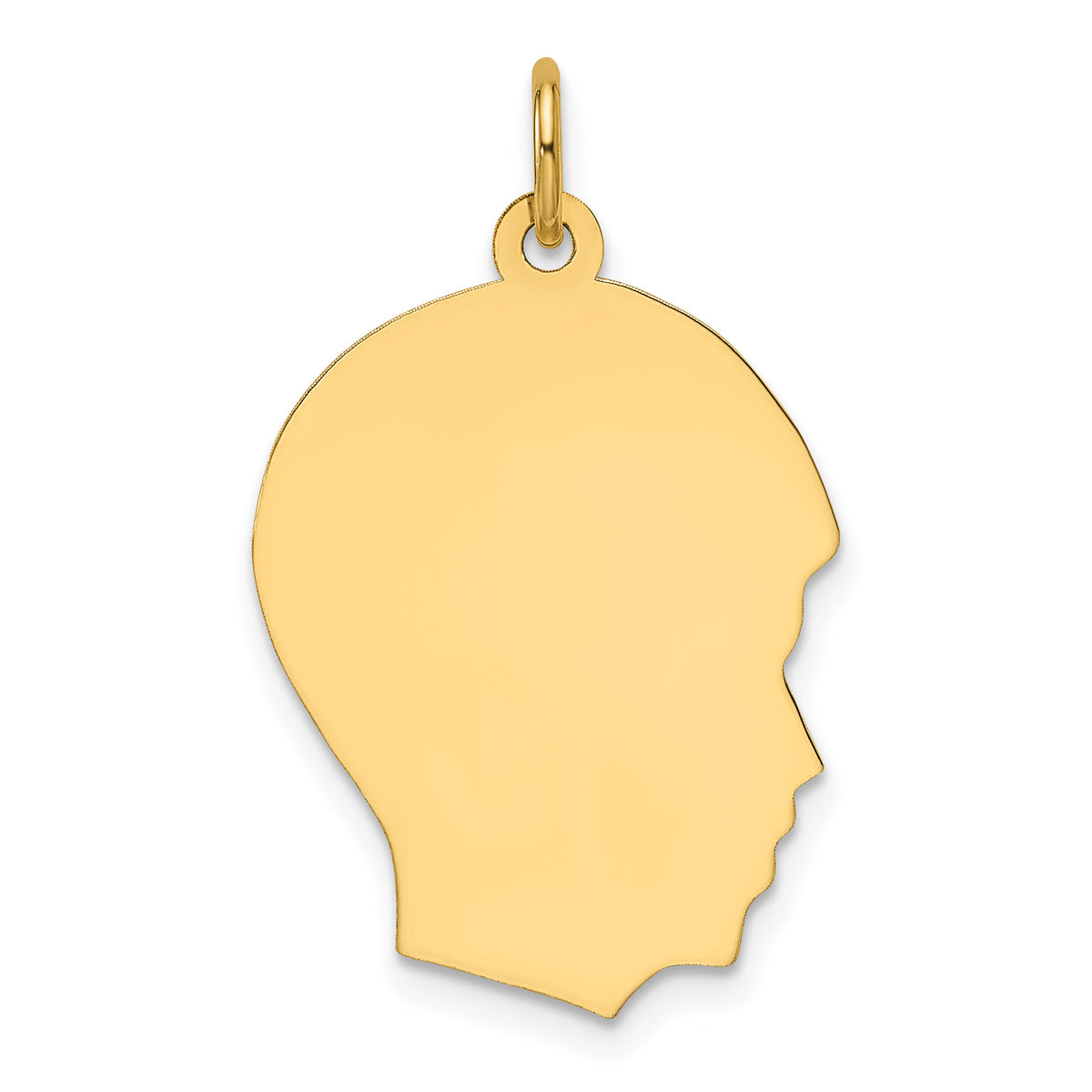 14k Plain Medium .027 Gauge Facing Right Engravable Boy Head Charm-XM663/27