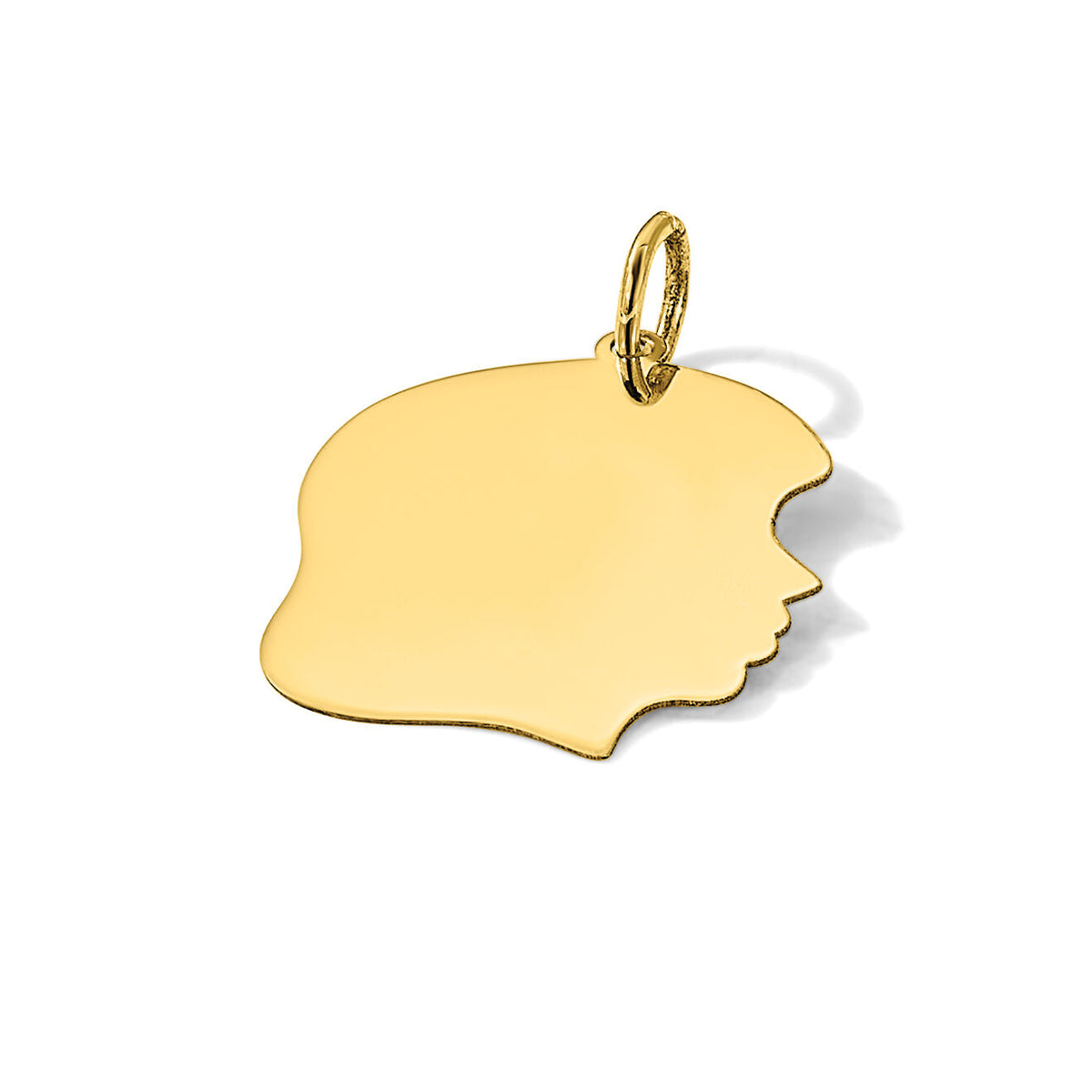14k Plain Medium .011 Gauge Facing Right Engravable Girl Head Charm-XM664/11