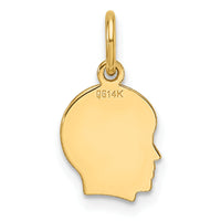 14k Plain Small .013 Gauge Facing Left Engravable Boy Head Charm-XM665/13