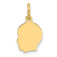 14k Plain Small .013 Gauge Facing Left Engravable Boy Head Charm-XM665/13