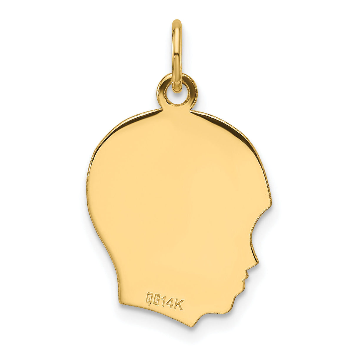 14k Plain Medium .013 Gauge Facing Left Engravable Boy Head Charm-XM668/13
