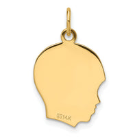 14k Plain Medium .013 Gauge Facing Left Engravable Boy Head Charm-XM668/13