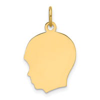 14k Plain Medium .013 Gauge Facing Left Engravable Boy Head Charm-XM668/13