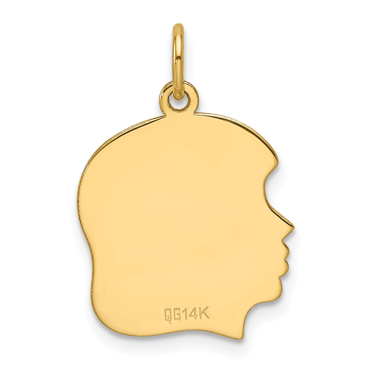 14k Plain Medium .013 Gauge Facing Left Engravable Girl Head Charm-XM669/13