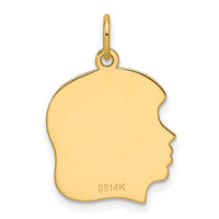 14k Plain Medium .013 Gauge Facing Left Engravable Girl Head Charm-XM669/13