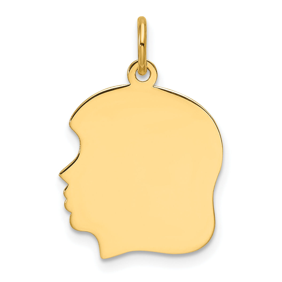 14k Plain Medium .011 Gauge Facing Left Engravable Girl Head Charm-XM669/11