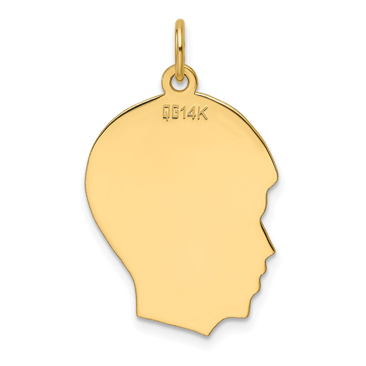 14k Plain Medium .013 Gauge Facing Left Engravable Boy Head Charm-XM670/13