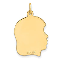 14k Plain Medium .013 Gauge Facing Left Engravable Girl Head Charm-XM671/13