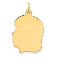 14k Plain Medium .013 Gauge Facing Left Engravable Girl Head Charm-XM671/13