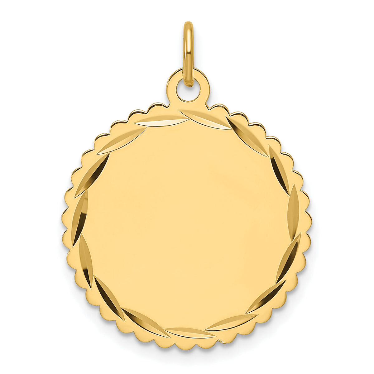 14k .011 Gauge Engravable Scalloped Disc Charm-XM672/11