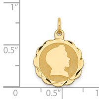 14k Boy Head on .013 Gauge Engravable Scalloped Disc Charm-XM83/13