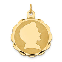 14k Boy Head on .018 Gauge Engravable Scalloped Disc Charm-XM85/18