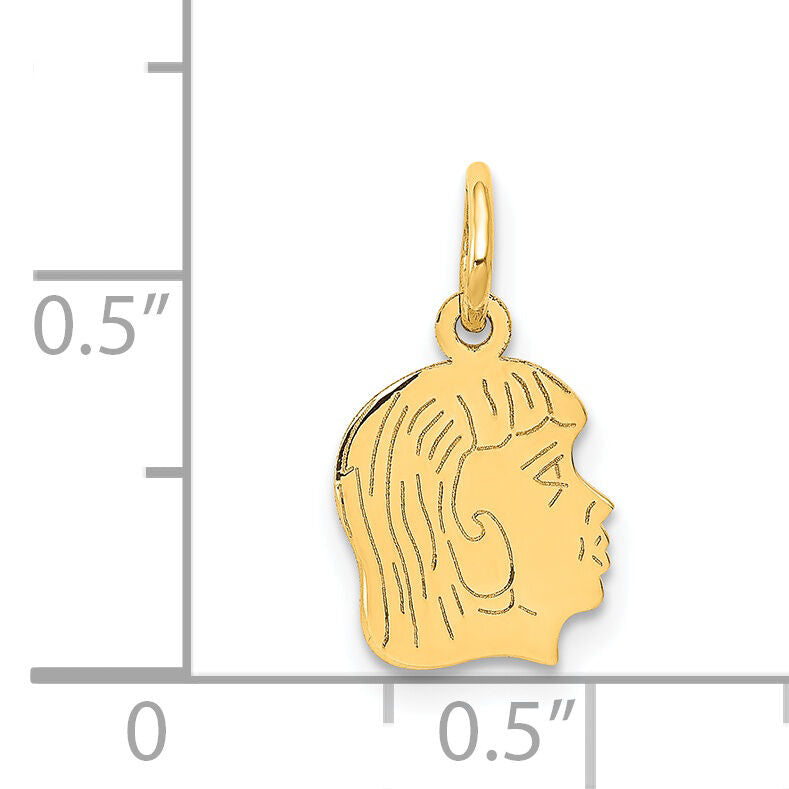14k .011 Depth Engravable Girl Head Charm-XM89/11