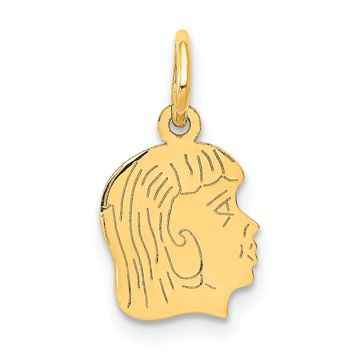 14k .013 Depth Engravable Girl Head Charm-XM89/13