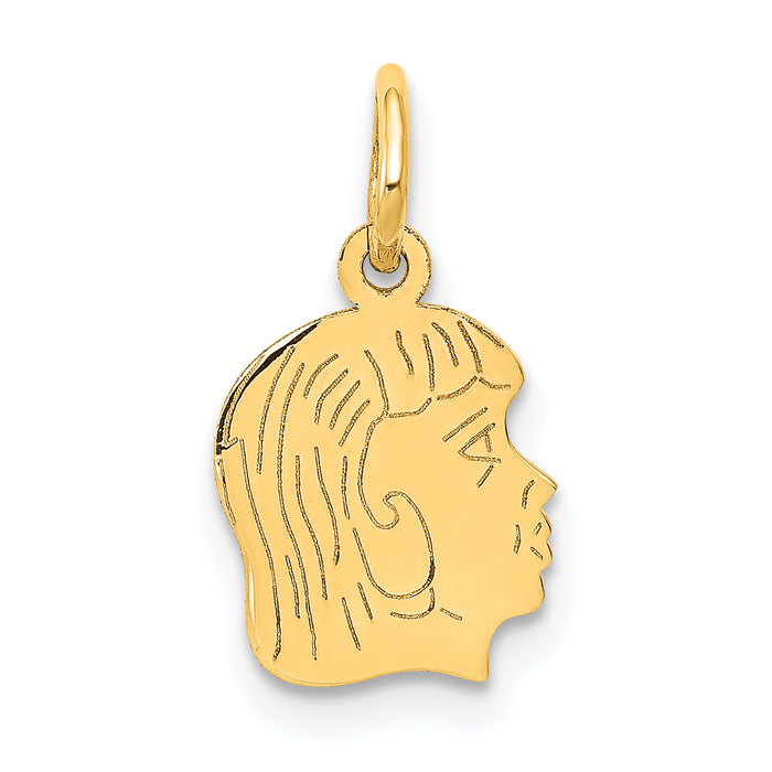 14k .011 Depth Engravable Girl Head Charm-XM89/11