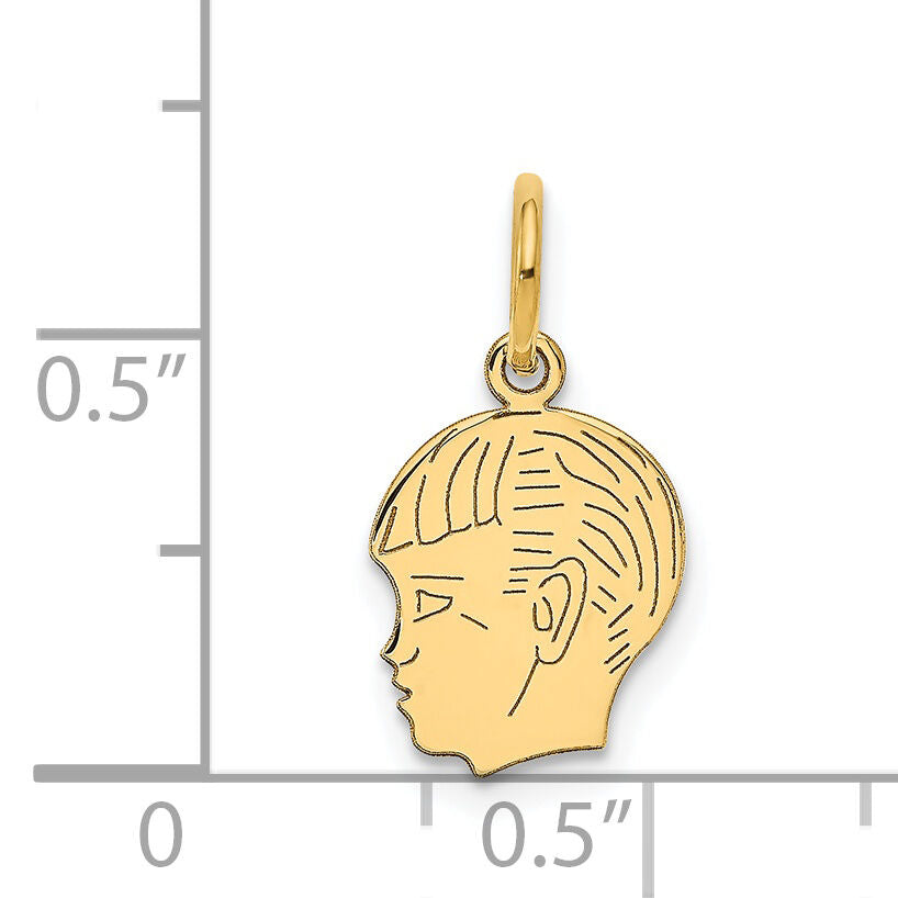 14k .013 Depth Engravable Boy Head Charm-XM90/13