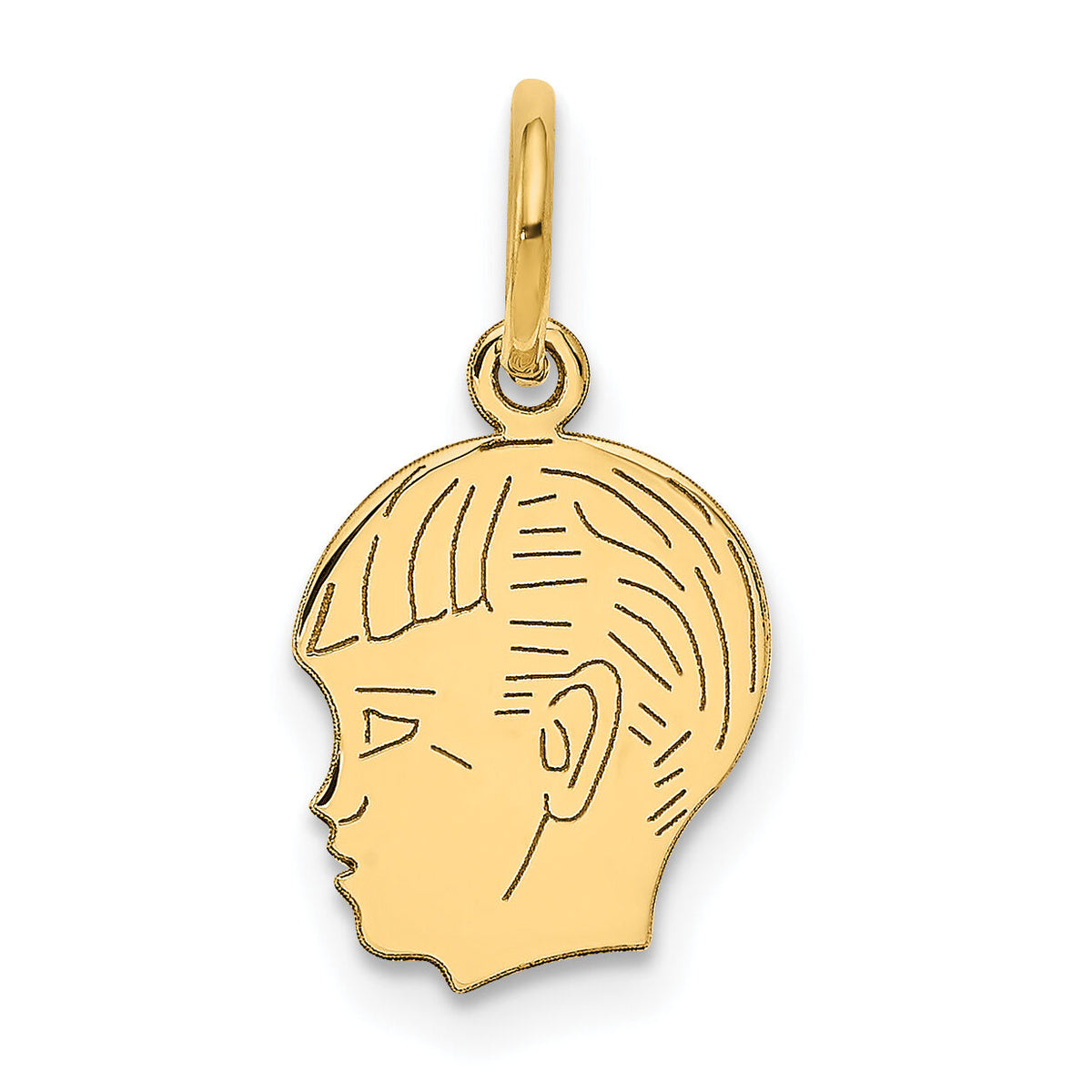 14k .018 Depth Engravable Boy Head Charm-XM90/18