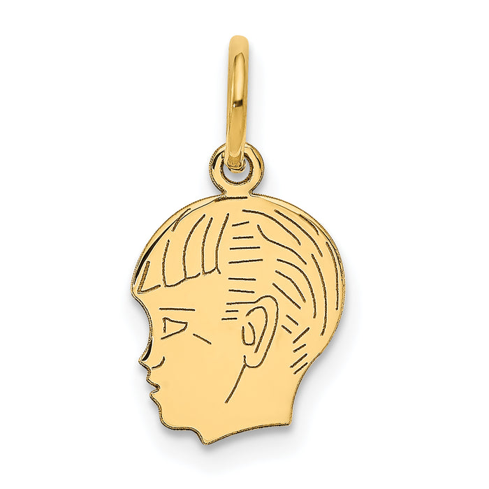 14k .013 Depth Engravable Boy Head Charm-XM90/13