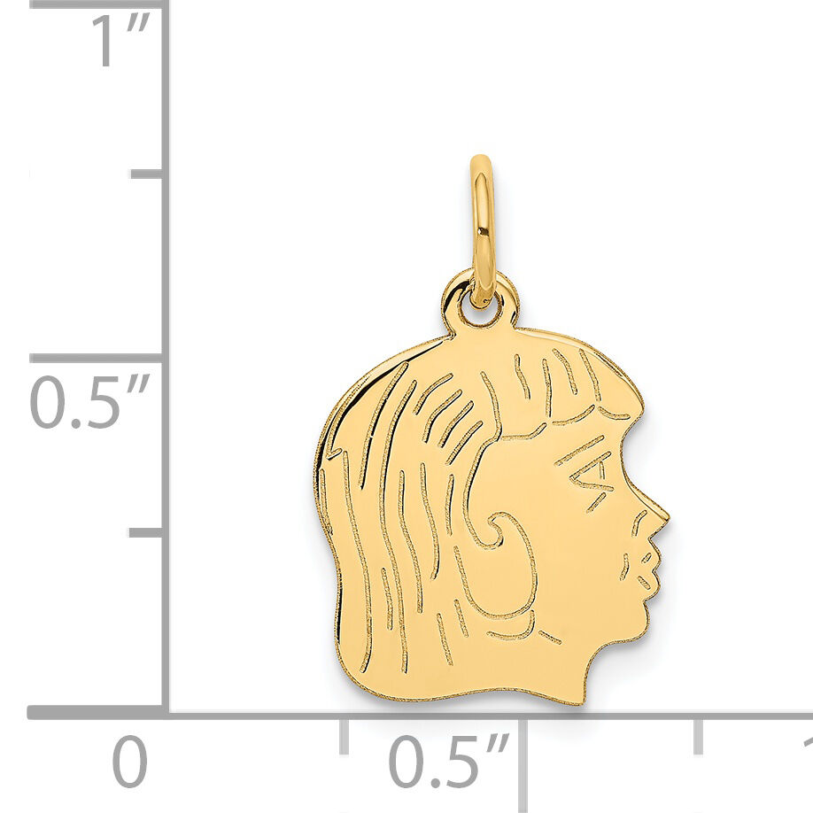 14k .011 Depth Engravable Girl Head Charm-XM95/11
