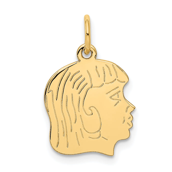 14k .018 Depth Engravable Girl Head Charm-XM95/18