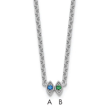 14k White Gold 2 Birthstone Necklace Mounting-XMP33/2W