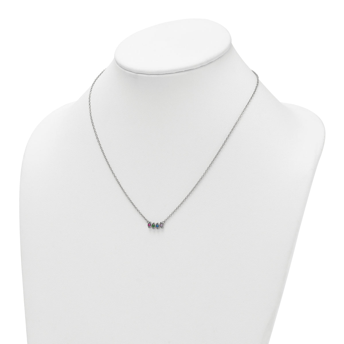 14k White Gold 4 Birthstone Mother's Necklace Mounting-XMP33/4W