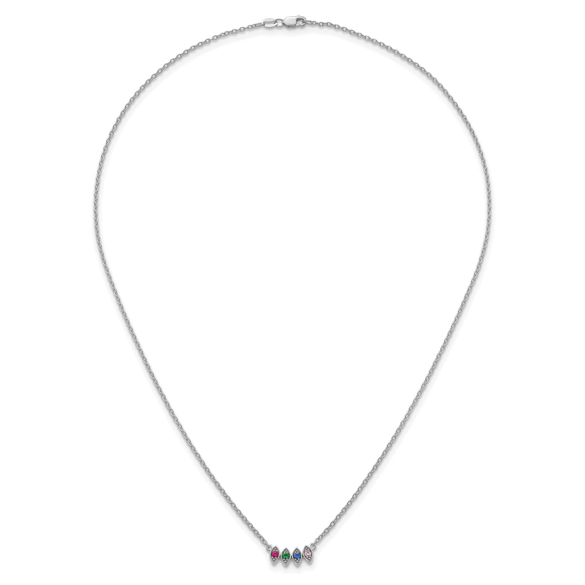 14k White Gold 4 Birthstone Mother's Necklace Mounting-XMP33/4W