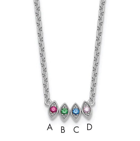 14k White Gold 4 Birthstone Mother's Necklace Mounting-XMP33/4W