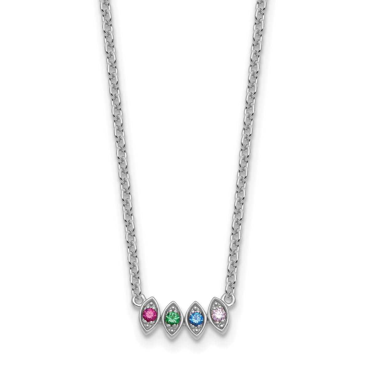 14k White Gold 4 Birthstone Mother's Necklace Mounting-XMP33/4W