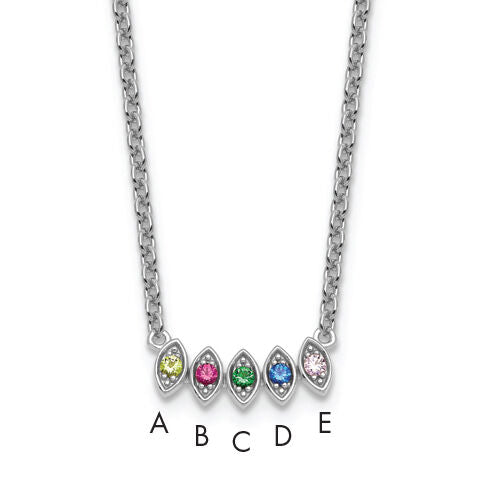 14k White Gold 5 Birthstone Mother's Necklace Mounting-XMP33/5W
