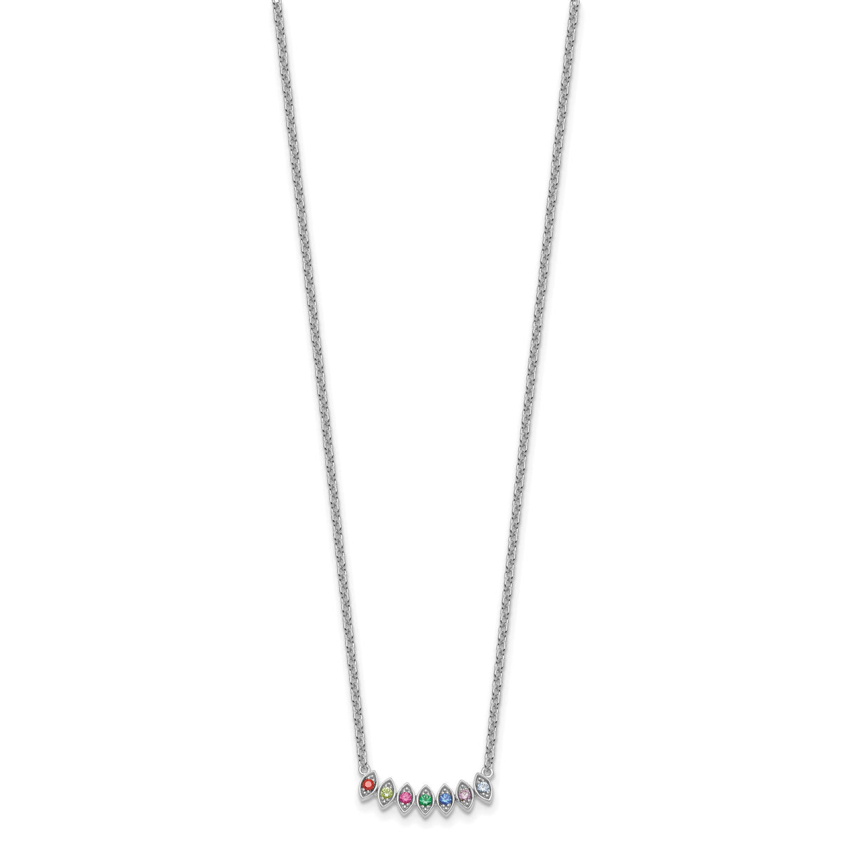 14k White Gold 7 Birthstone Mother's Necklace Mounting-XMP33/7W