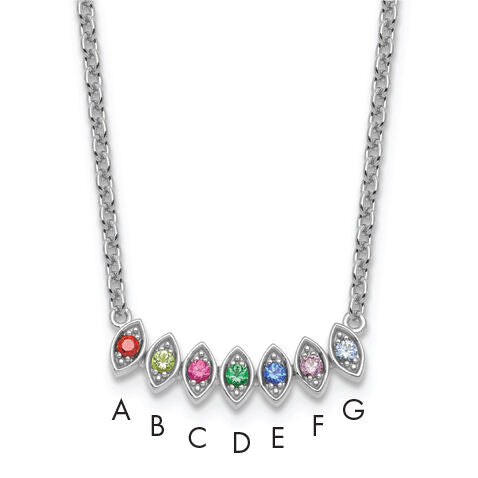 14k White Gold 7 Birthstone Mother's Necklace Mounting-XMP33/7W