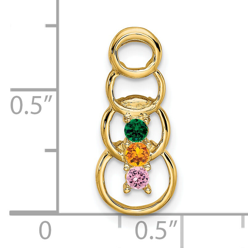 14k 3 Synthetic Stone Family Pendant-XMP51/3SY