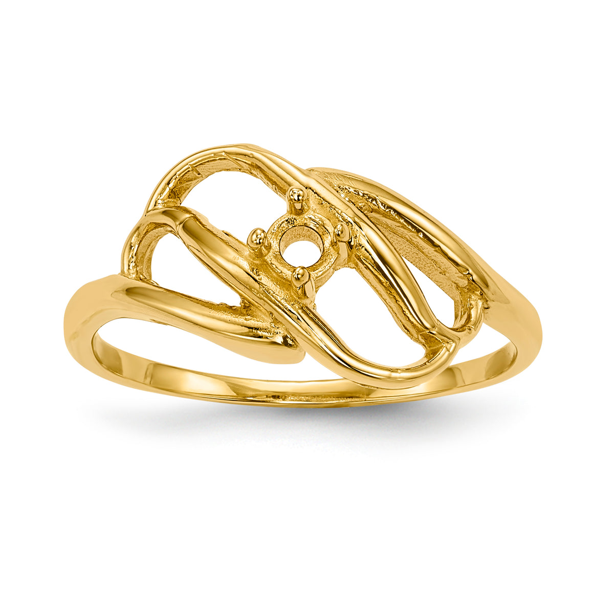 14k Polished 1-Stone Mothers Ring Mounting-XMR1/1-7