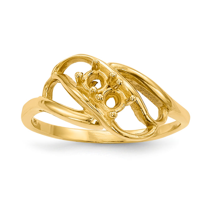 14k Polished 2-Stone Mothers Ring Mounting-XMR1/2-7