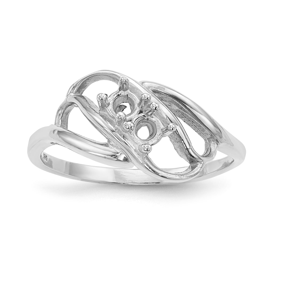 14k White Gold Polished 2-Stone Mothers Ring Mounting-XMR1/2W-7