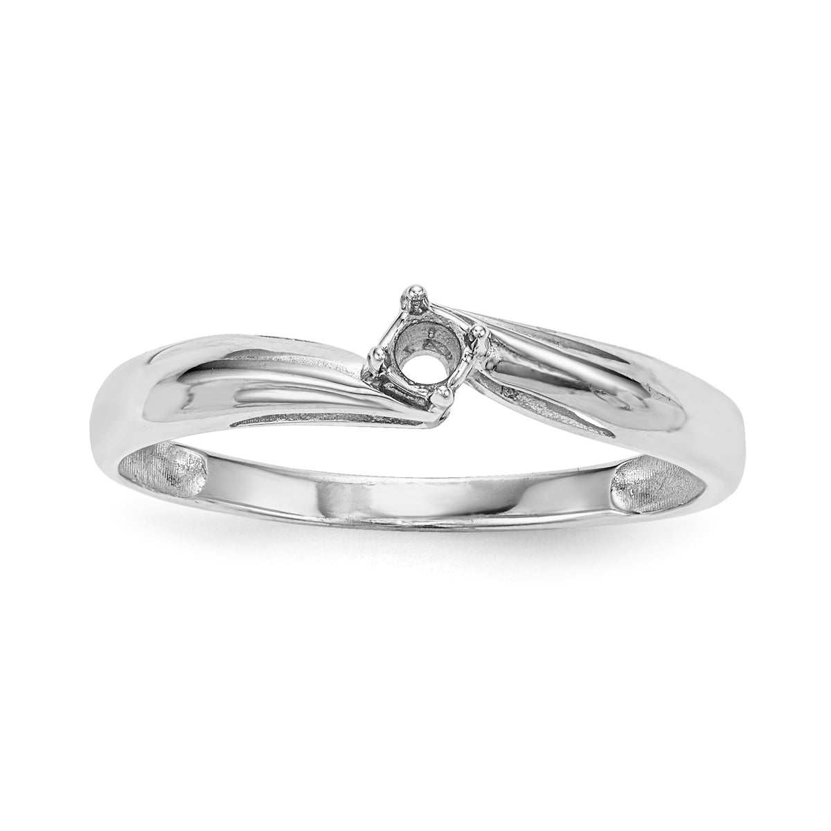 14k White Gold Polished 1-Stone Mothers Ring Mounting-XMR10/1W-7
