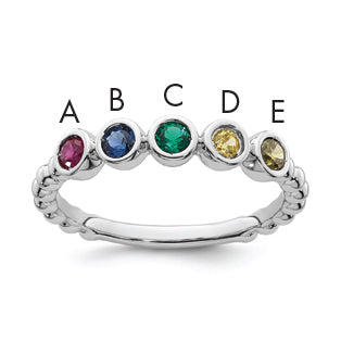 14k White Gold 5 Birthstone Mother's Ring Mounting-XMR102/5W