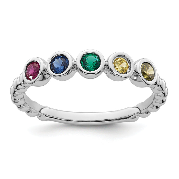 14k White Gold 5 Birthstone Mother's Ring Mounting-XMR102/5W