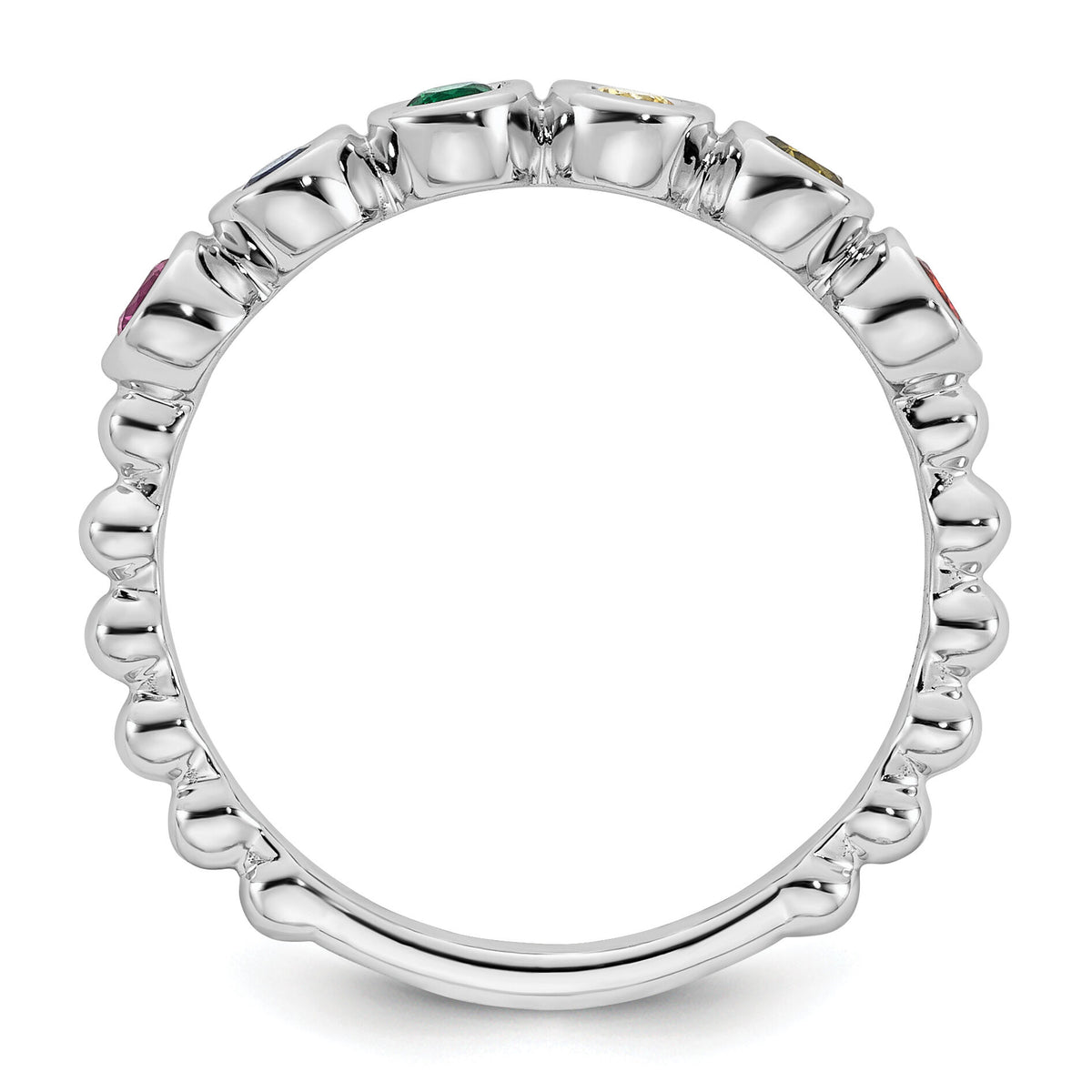 14k White Gold 6 Birthstone Mother's Ring Mounting-XMR102/6W