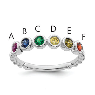 14k White Gold 6 Birthstone Mother's Ring Mounting-XMR102/6W-7