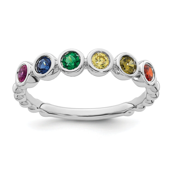 14k White Gold 6 Birthstone Mother's Ring Mounting-XMR102/6W